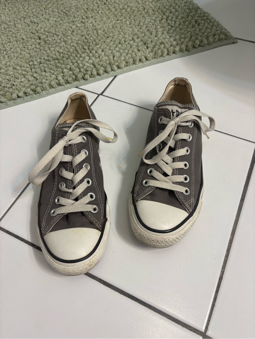 Converse Low-Top Canvas Sneakers in Charcoal Gray and Cream